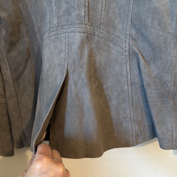 🌹NWT:ISAAC MIZRAHI LIVE LEATHER GRAY MOTO JACKET - Picture 6 of 10